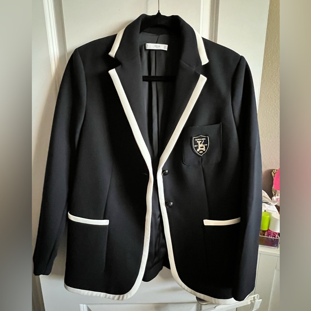 Mango Navy Blazer with White Trim